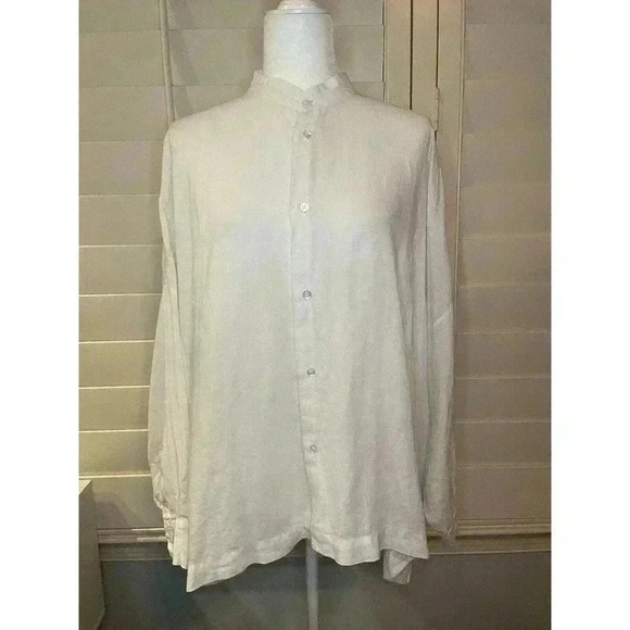 Eskandar Shirt Top Women's Size 1 Linen Lagenlook Oversize Boxy Button Up Long - Picture 1 of 9